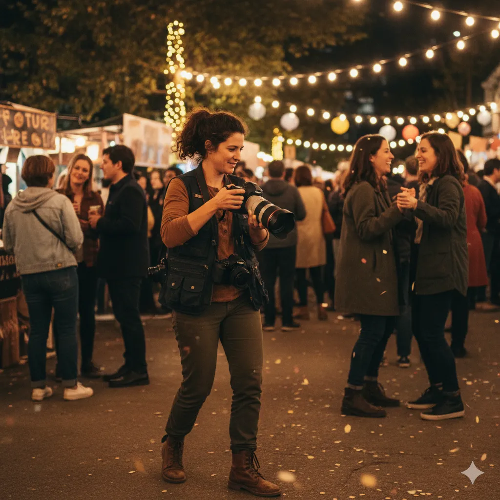 Photographer capturing candid moments at an event